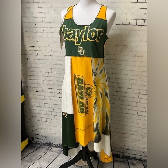 Styles Ever After Green Yellow Vintage Original Baylor NCAA Maxi Dress Size M - Picture 2 of 9
